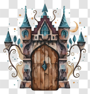 Watercolor Painting - Fantasy Castle Illustration Transparent PNG