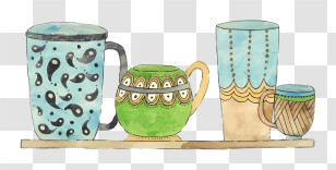 Coffee - Artistic Decorative Coffee Cups Transparent PNG