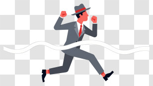 Businessman Crossing Finish Line - Businessman Running Through Finish Line Transparent PNG