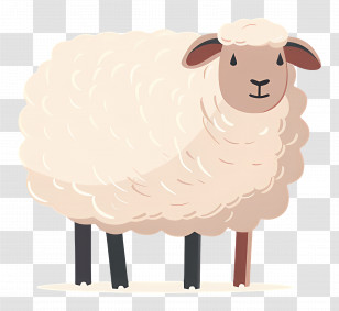 Sheep - Cute Fluffy White Sheep Illustration Transparent PNG