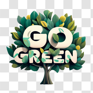 Go Green - Go Green Text Incorporated Into Tree Illustration Transparent PNG