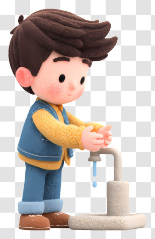 Boy Washing Hands - Boy Practicing Hand Hygiene Transparent PNG