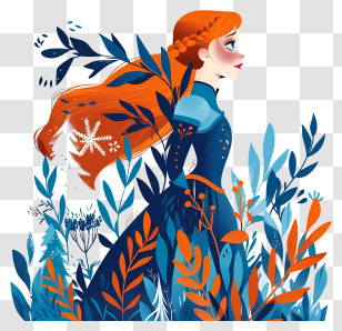 Frozen Anna Princess - Red-haired Girl In Blue Dress Transparent PNG