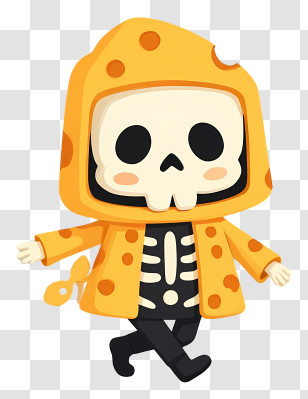 Cheese Cloak Skeleton - Cute Skeleton In Yellow Cloak Transparent PNG