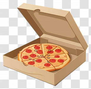 Pizza Box - Pizza Box With Pepperoni Pizza Transparent PNG