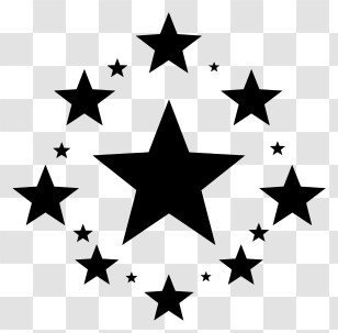 Black Stars - Black Star Circle Pattern With Symbolic Style Transparent PNG