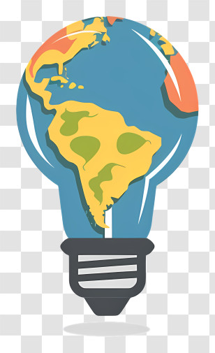 Earth Light Bulb - Earth Shaped Lightbulb Concept Transparent PNG