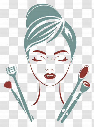 Beauticians Day - Makeup Tools And Face Illustration Transparent PNG