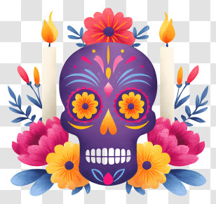 Sugar Skull - Floral Sugar Skull Altar Art Transparent PNG