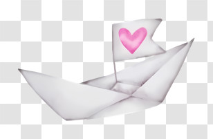 Paper Boat - Paper Boat With Heart Flag Transparent PNG