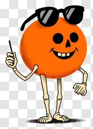 Skull Fruit - Orange Skull Ball Character With Shades Transparent PNG
