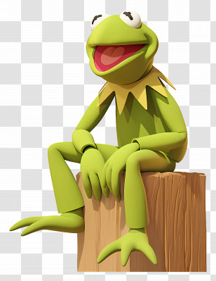 Kermit The Frog - Cartoon Green Frog On A Log Transparent PNG