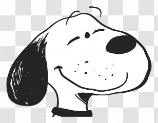 Snoopy Head - Dog Cartoon Illustration In Black And White Transparent PNG