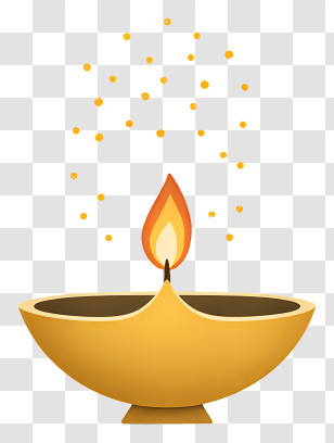 Diya Emitting Radiant Light - Golden Diya Lamp With Sparkles Transparent PNG