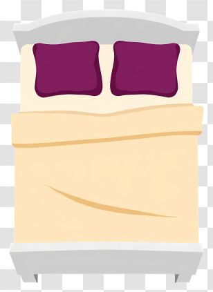 Bed Top View - Cozy Bed With Purple Pillows Transparent PNG