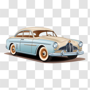 Vintage Car - Vintage Blue Sedan Car Art Transparent PNG