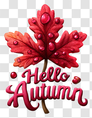 Hello Autumn - Hello Autumn Red Leaf Transparent PNG