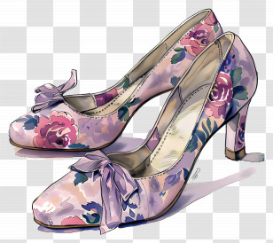 Shoes - Floral High Heels Transparent PNG