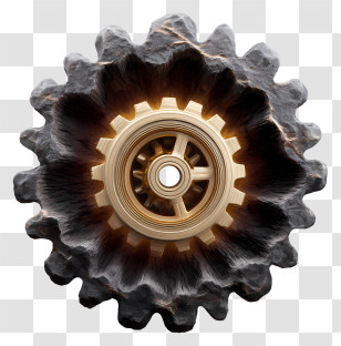 Gears Working Cog - Stone Gear With Golden Cog Transparent PNG