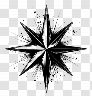 Star - Black Compass Star Symbol Design Transparent PNG
