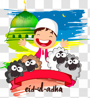 Eid Ul Adha - Eid-ul-Adha Celebration With Sheep Transparent PNG