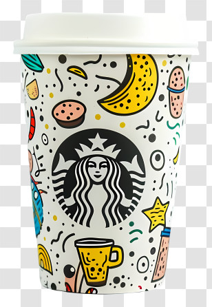 Starbucks Coffee Cup - Colorful Coffee Cup With Artistic Designs Transparent PNG