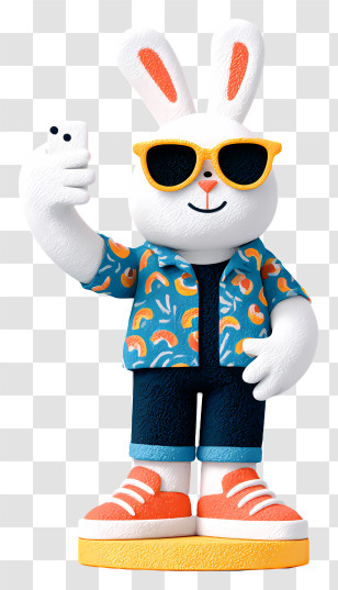 Bunny Taking Selfie - Selfie Rabbit In Hawaiian Shirt Transparent PNG