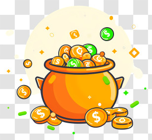 Pot - Cartoon Pot Of Gold Coins Illustration Transparent PNG