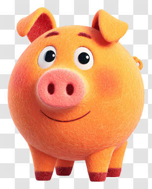 Big Piggy Bank - Orange Cartoon Pig Transparent PNG