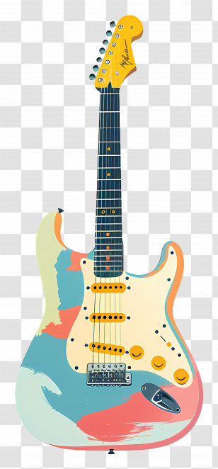 Guitar - Colorful Electric Guitar In Abstract Design Style Transparent PNG