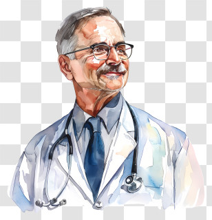 Doctors Day - Watercolor Doctor Portrait Artwork Transparent PNG