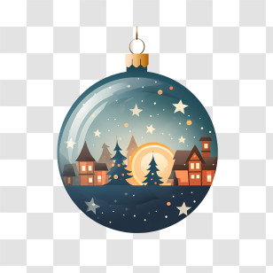 Christmas Ball - Beautiful Christmas Ornament With Village Scene Transparent PNG