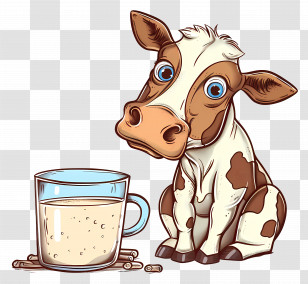 World Milk Day - Cute Cartoon Cow With Milk Transparent PNG