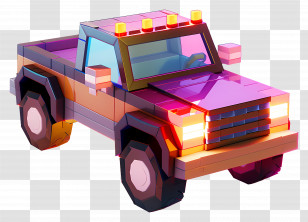 3d Car - Voxel Style Pickup Truck Transparent PNG
