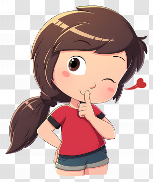 Cute Girl Winking - Girl Cartoon Winking With A Heart Transparent PNG