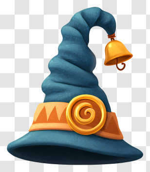 Gnome Hat - Blue Hat With Bell And Spiral Design Transparent PNG
