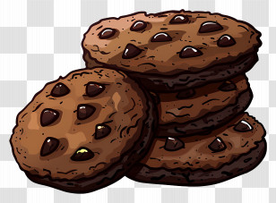 Chocolate Chip Cookies - Stack Of Chocolate Chip Cookies Transparent PNG