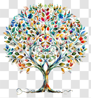 Tu B Shevat - Colorful Artistic Tree Illustration Transparent PNG