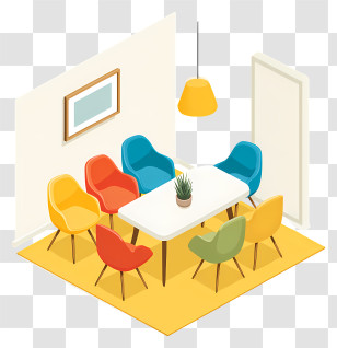 Meeting Room - Colorful Dining Room Interior Transparent PNG