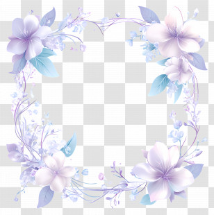 Pastel Floral Frame - Elegant Purple Floral Border Frame Transparent PNG