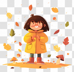Autumn Background - Illustration Of A Girl In Autumn Leaves Transparent PNG