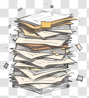 Stack Of Papers Illustration - Illustration Of A Stack Of Papers Transparent PNG