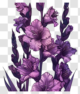 Purple Gladioli - Purple Gladiolus Flowers Transparent PNG