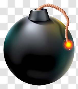 Timer Bomb - Black Cartoon Bomb With Lit Fuse Transparent PNG