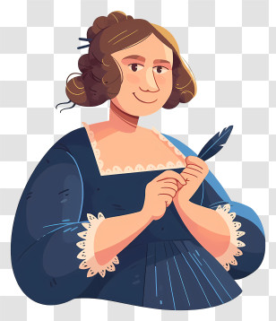 Mary Shelley - Victorian Woman With Quill In Hand Transparent PNG