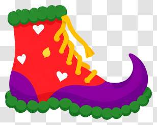 Elf Shoe - Colorful Clown Shoe With Hearts Transparent PNG
