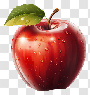 Apple - Shiny Red Apple With Water Droplets Transparent PNG