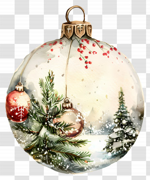 Christmas Tree Ornament - Decorative Christmas Ornament With Winter Scene Transparent PNG
