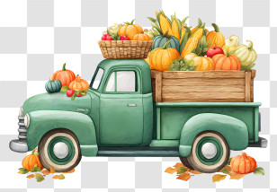 Rich Autumn Harvest - Vintage Truck Full Of Harvest Transparent PNG