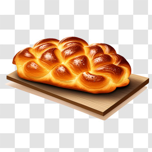 Challah Bread - Golden Braided Loaf Of Bread Transparent PNG